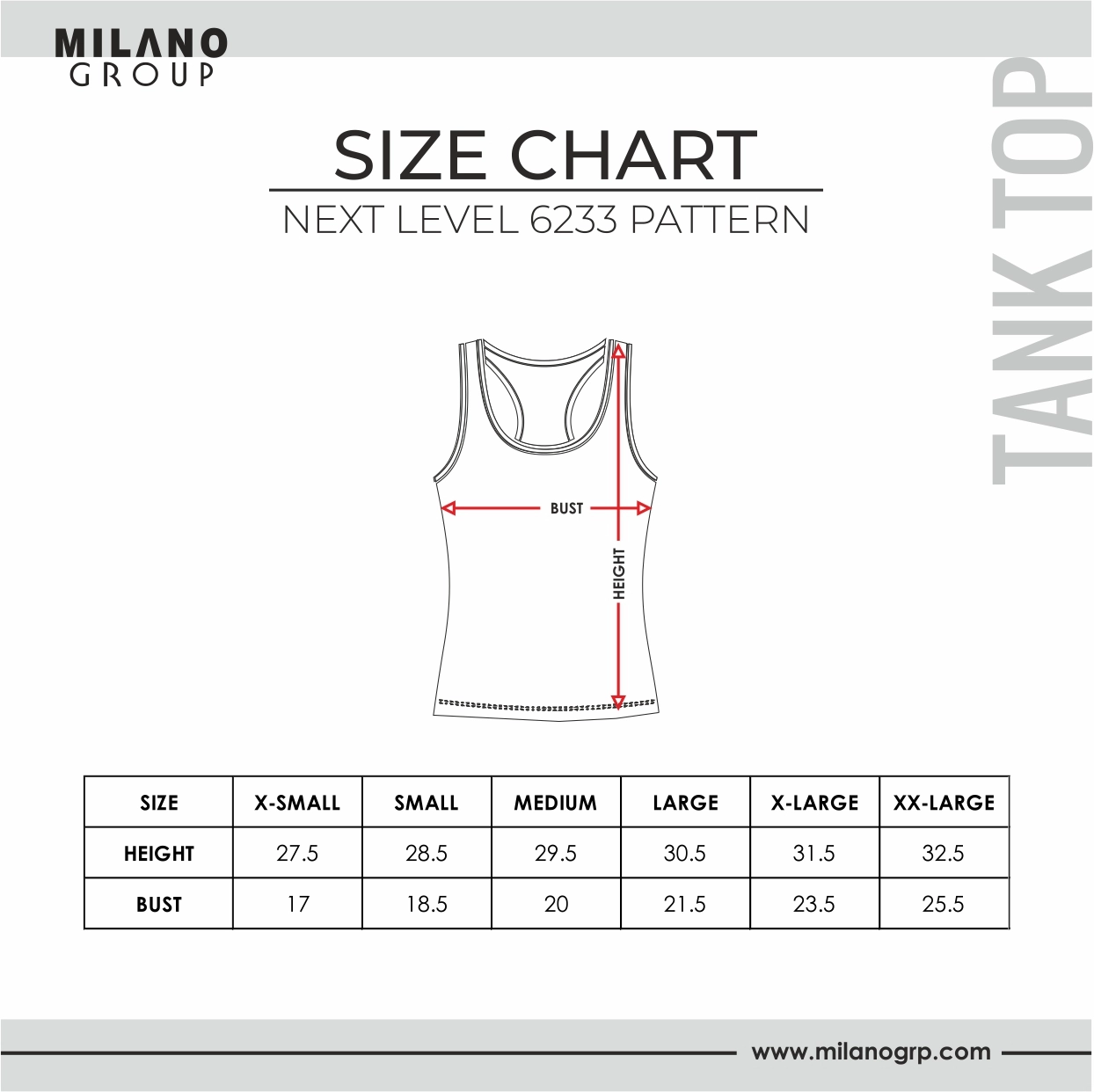 tank top next level size guide pattern