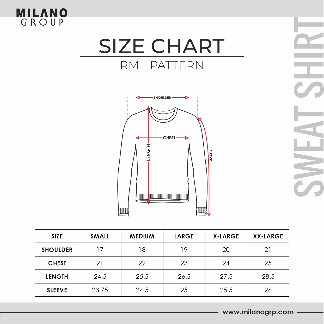 size guide rm pattern