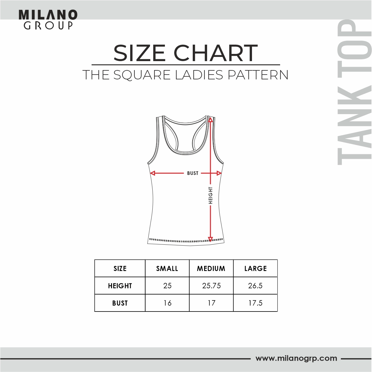 size guide ladies pattern