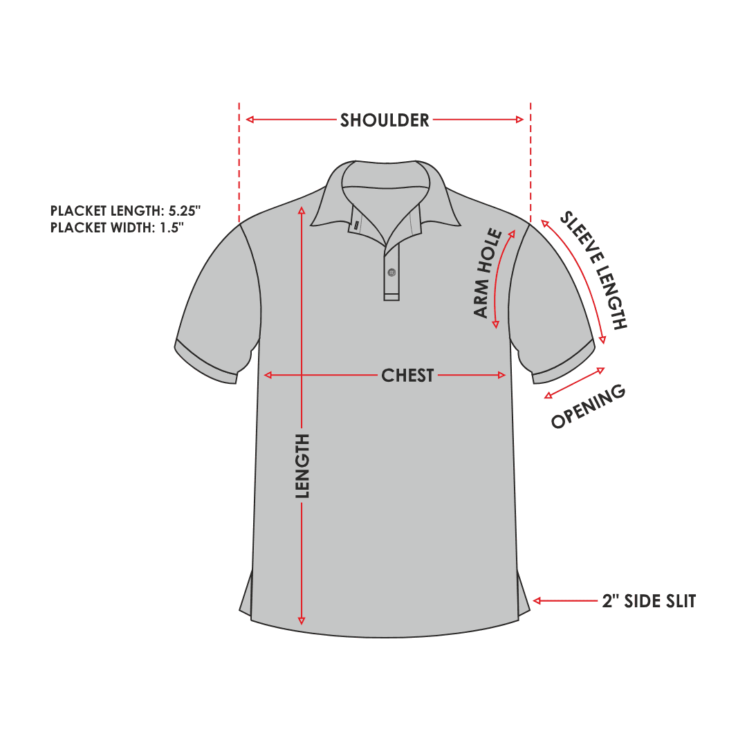 Nextt Level Polo Measurement Chart Diagram