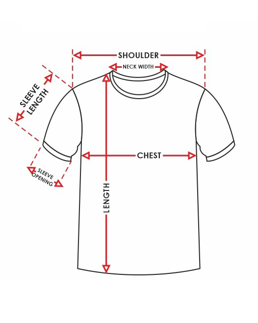 Round Neck T-Shirt Size Diagram