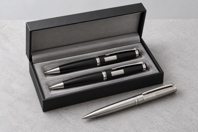 Customised luxury pen gift set with laser-engraved logo
