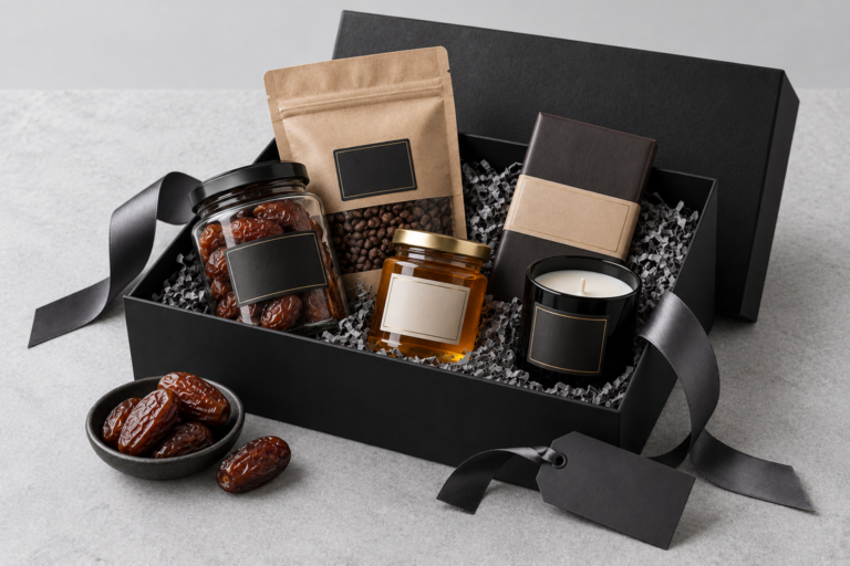 Luxury corporate gift hamper with branded packaging for VIP clients