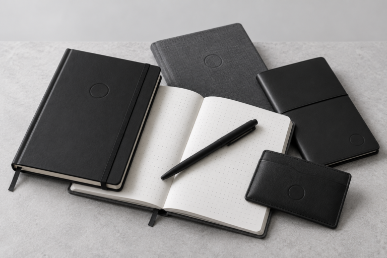 Branded corporate notebooks and stationery sets with company logo