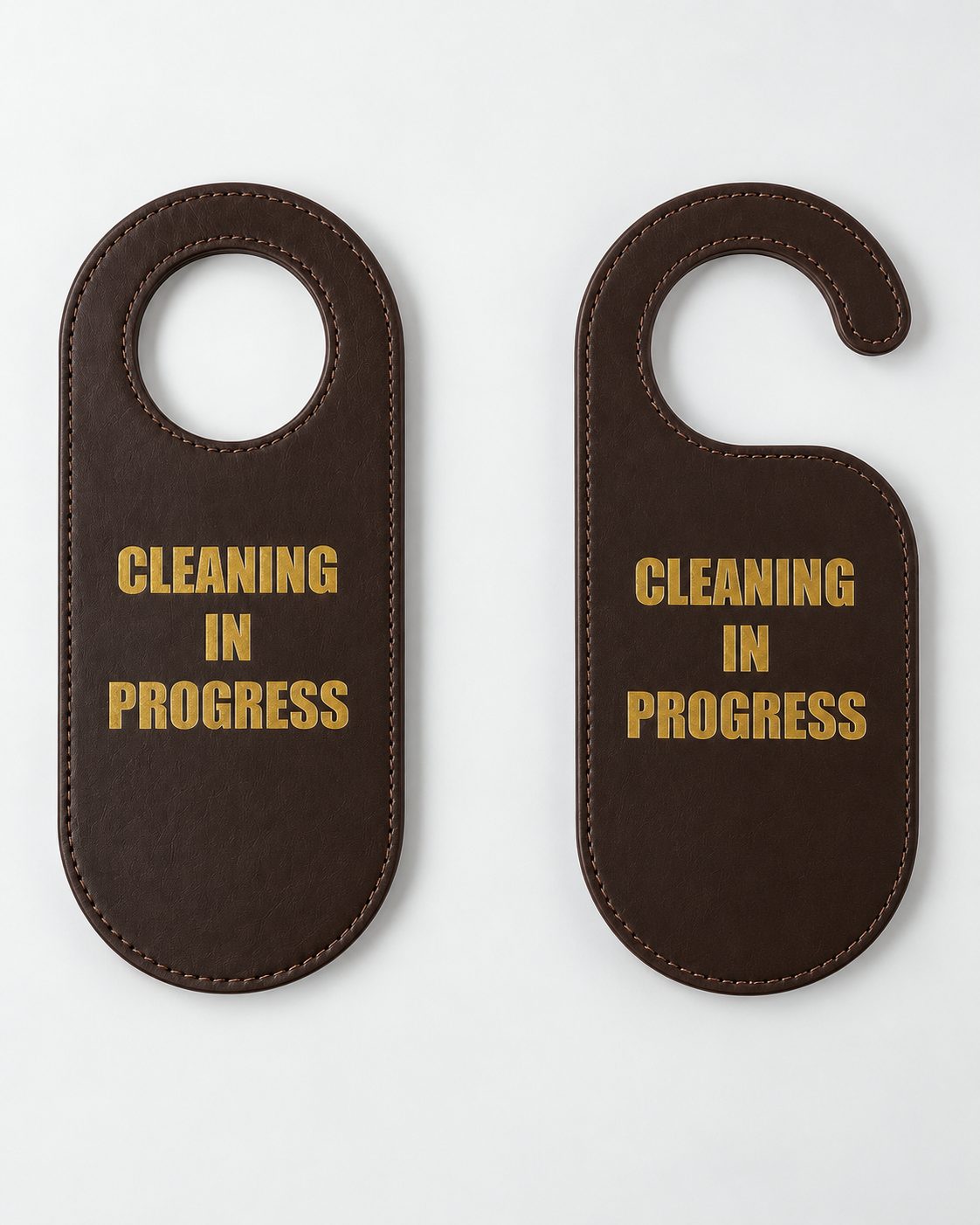Leather door hangers produced by Milano Group