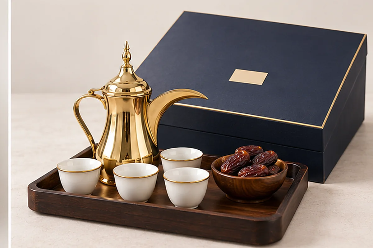 Eid and Ramadan corporate gift with dates and Arabic coffee set