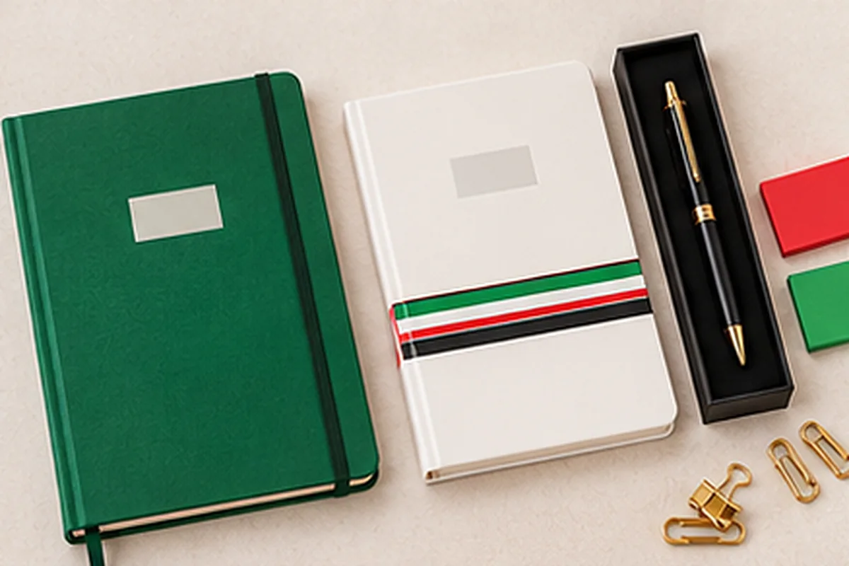 Employee appreciation gifts with branded notebook and pen set